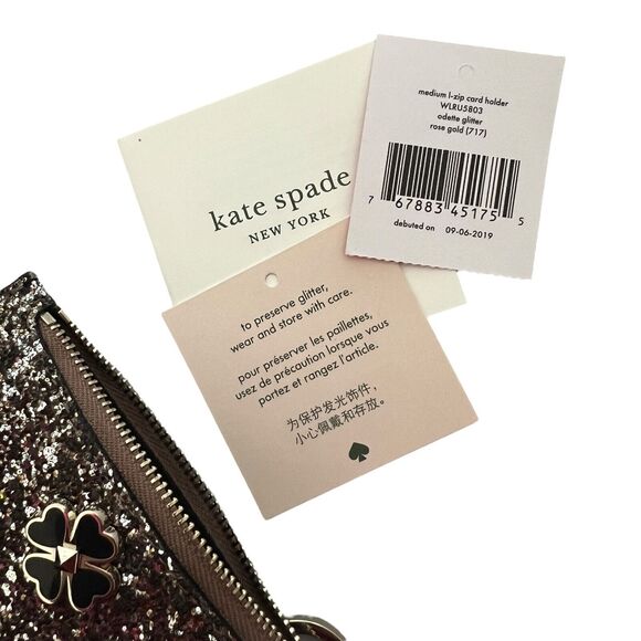 Kate Spade Odette Glitter Medium L-Zip Card Holder Wallet - Picture 7 of 7